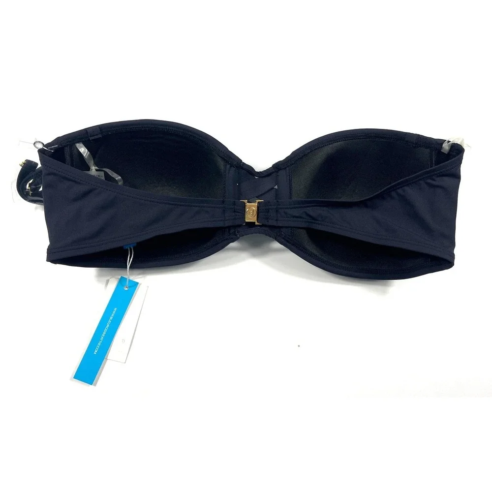 Bleu Rod Beattie Black Bandeau Bikini Top Removable Strap Size 10 NWT $81‎